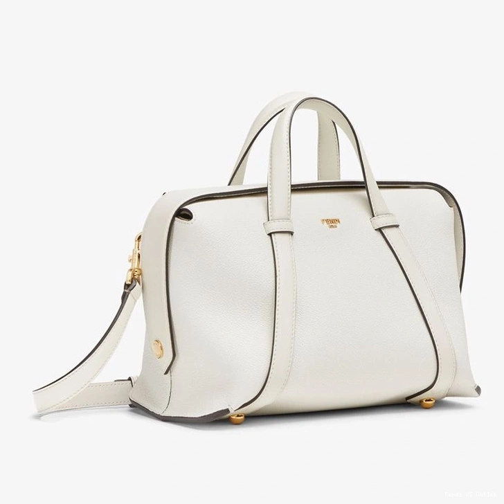 Cheap HOT In 365 White Grained Medium Bag Boston Leather Fendi 0723